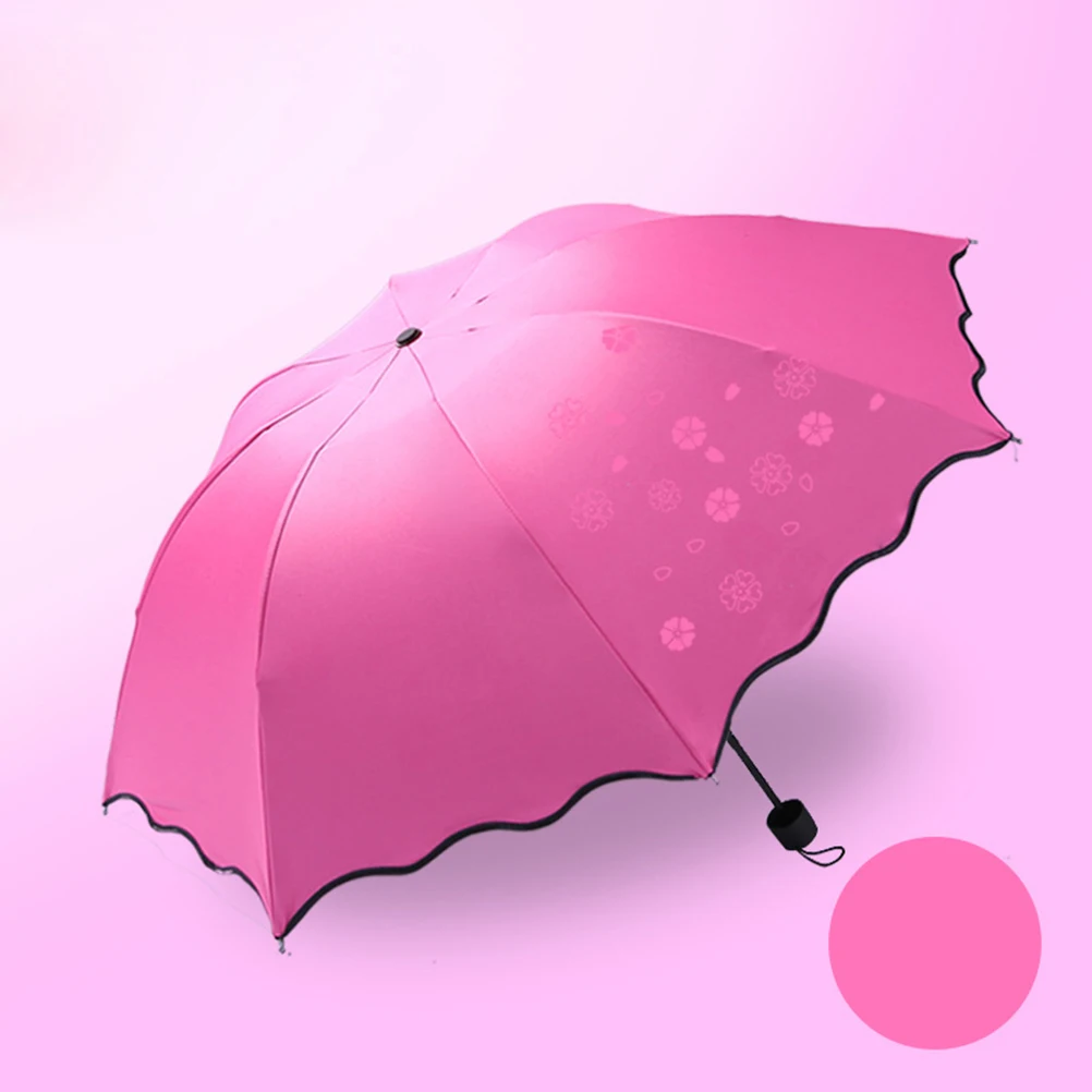 

Dual-purpose 8 Folding Folding Umbrella Patterned Sun Umbrella Waterproof UV Protection Blossom Emboss Rain Travel Vinyl