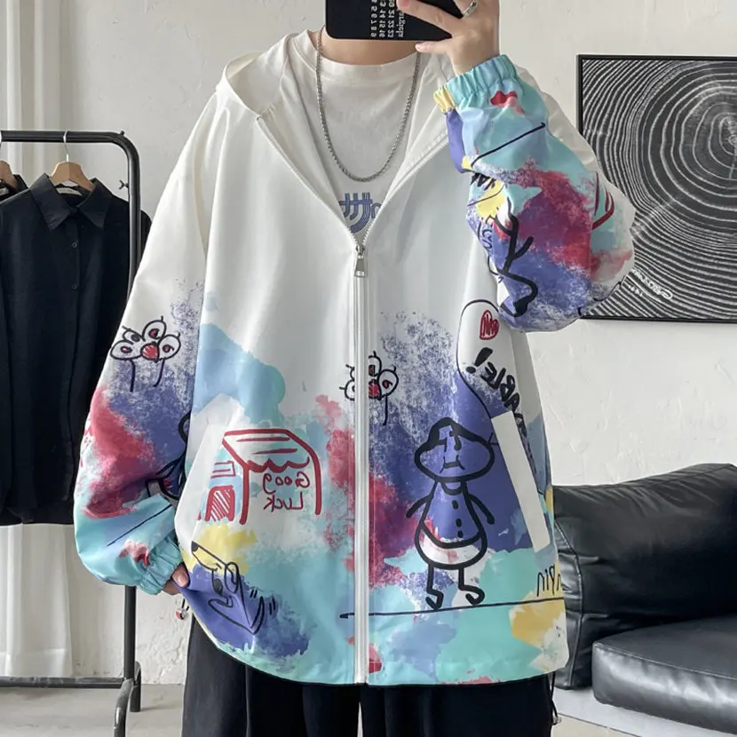 

Мужская ветровка Doodle Jaet с капюшоном на весну-осень, повседневная свободная спортивная одежда, модный бренд, молодежная, на молнии, с длинными рукавами