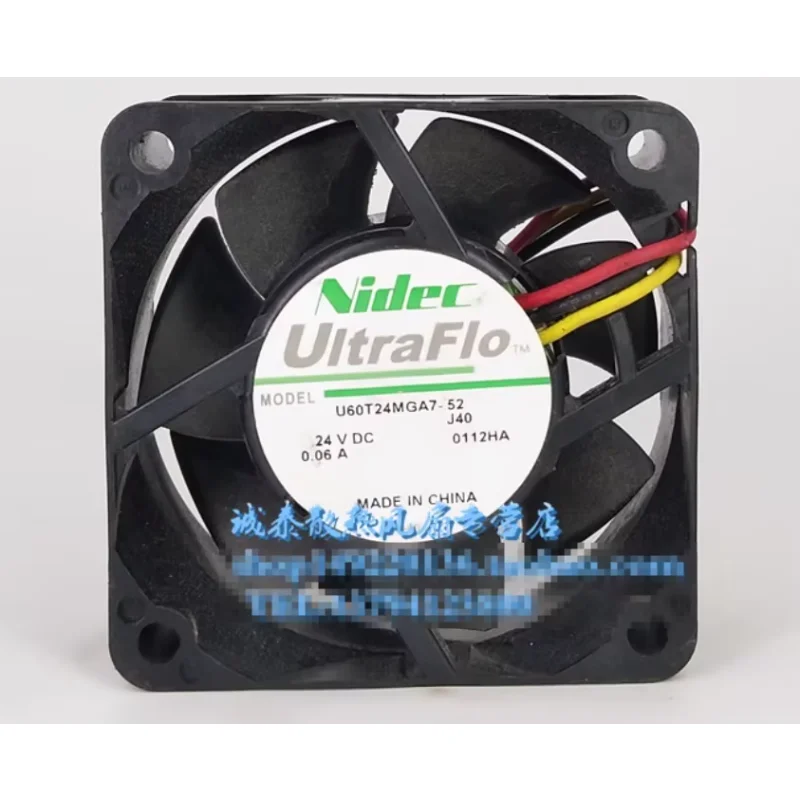 Nidec U60T24MGA7-52 DC 24V 0.06A 60x60x25mm 3-Wire Server Cooling Fan