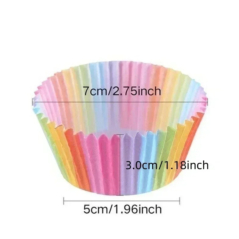 100Pcs Rainbow Cake Paper Cup