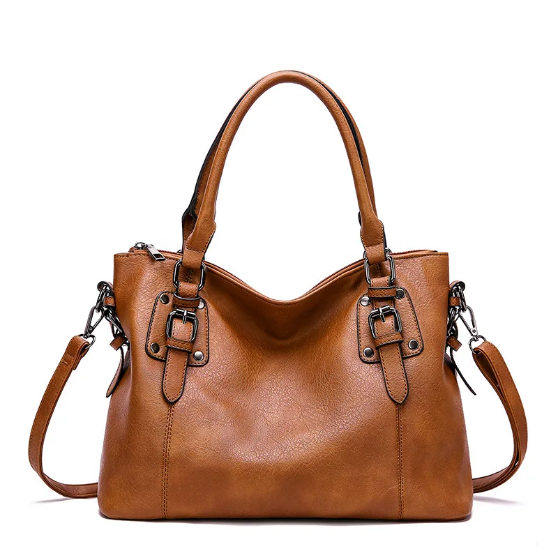

New Retro Women Tote Bag Soft PU Leather Large Capacity Top Handle Bag Crossbody Shoulder Bag Lady Handbag for Work & Daily