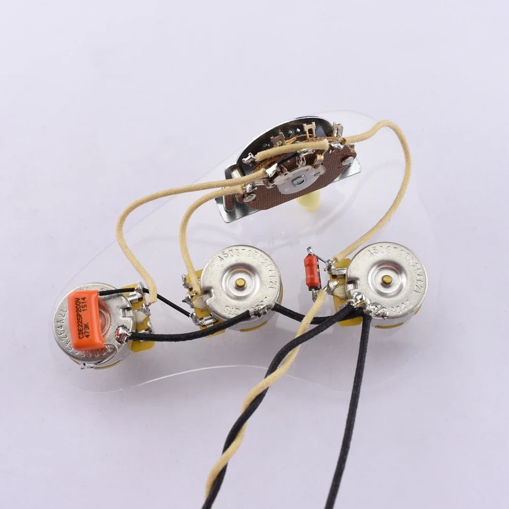 1 Set Loaded Pre-wired Electric Guitar Wiring Harness Prewired Kit ( 3x 250K Brass CTS Pots + 5-Way Switch )