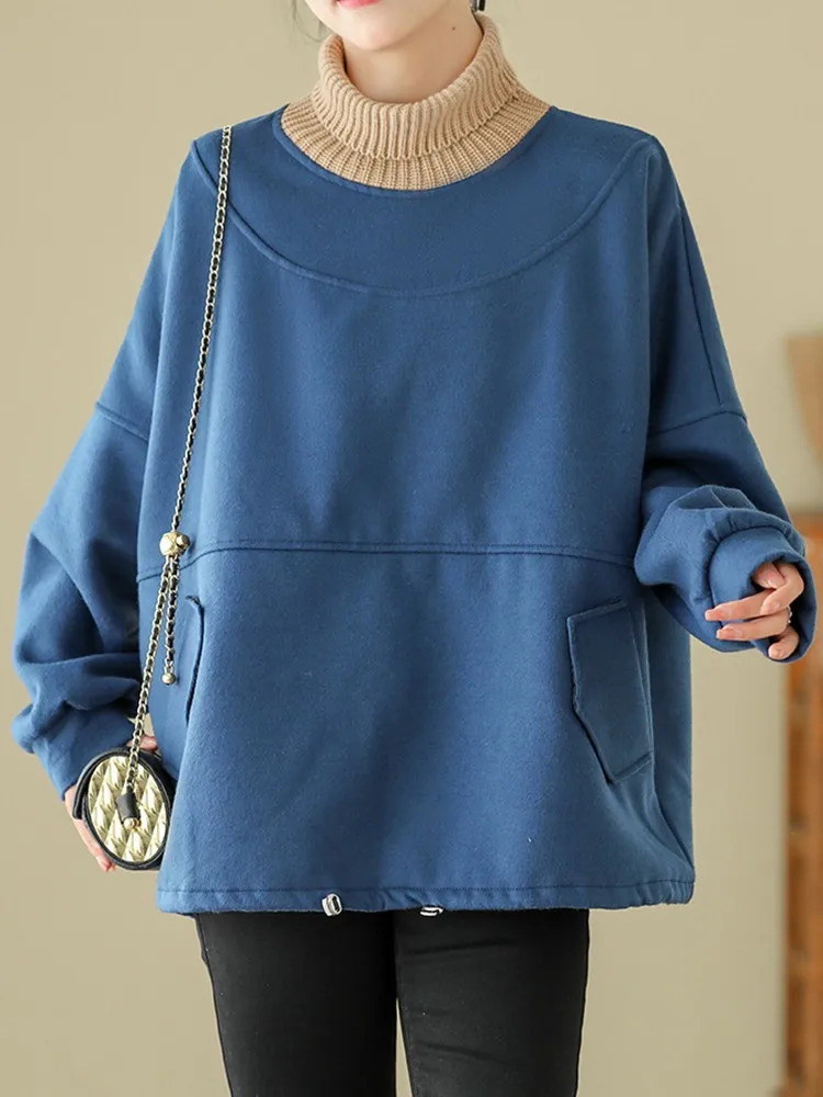 Women Casual Sweatshirts New 2023 Autumn Winter Korean Style Turtleneck Solid Color Loose Female Thick Warm Pullovers B3087