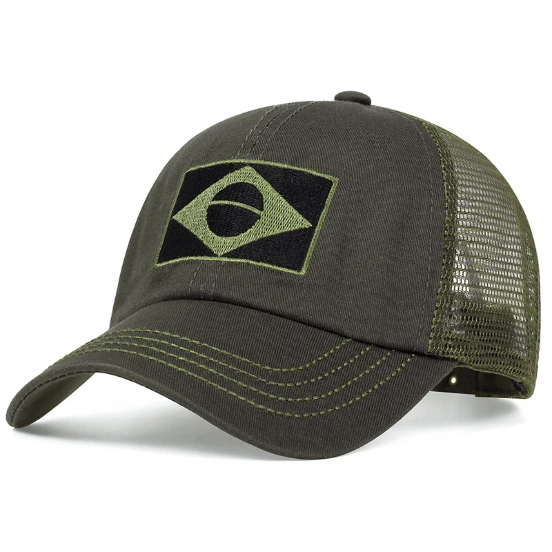 Unisex Brasilianische Flagge Stickerei Baseball Net Caps Frühling und Sommer Outdoor Einstellbare Casual Hüte Sonnenschutz Hut Sport Kappe – Detail 5