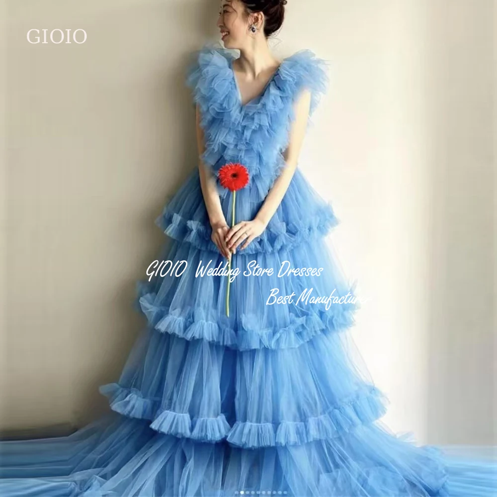 Gioio สไตล์ญี่ปุ่นพรหมชุดเกาหลี A-Line Tulle Layered งานแต่งงานชุดราตรีที่กําหนดเองชุดพรรคอย่างเป็นทางการชุดราตรี Gow