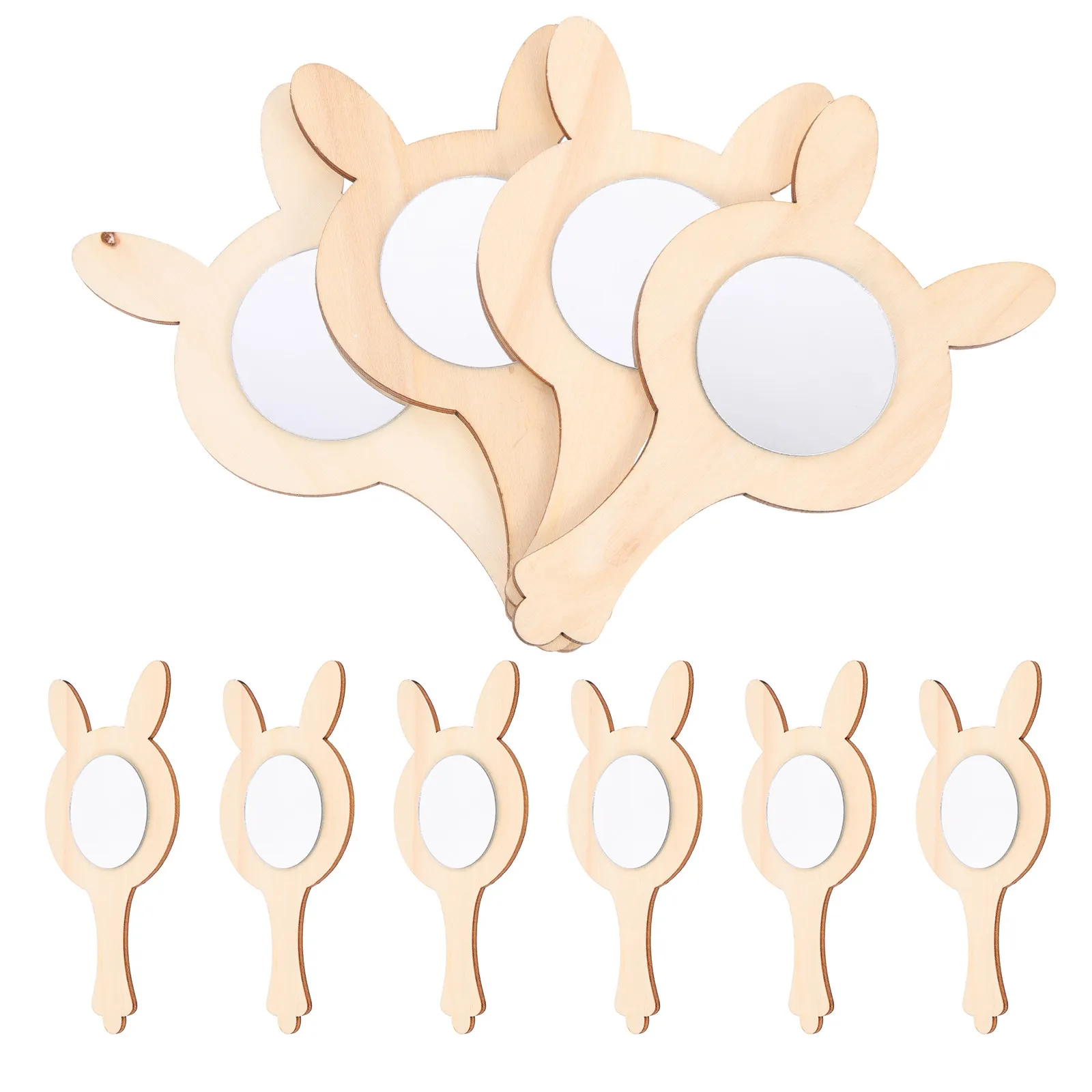 

10 шт. деревянных ручных зеркальчиков, неокрашенные, для поделок своими руками, для детского творчества, декоративные, для рисования, мини-аксессуары для зеркал
