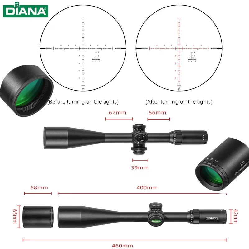 

DIANA 10-40X56 Scope SFIR FFP Scope First Focal Plane Scope Hunting Riflescopes Red Illuminated Shooting Good Quality