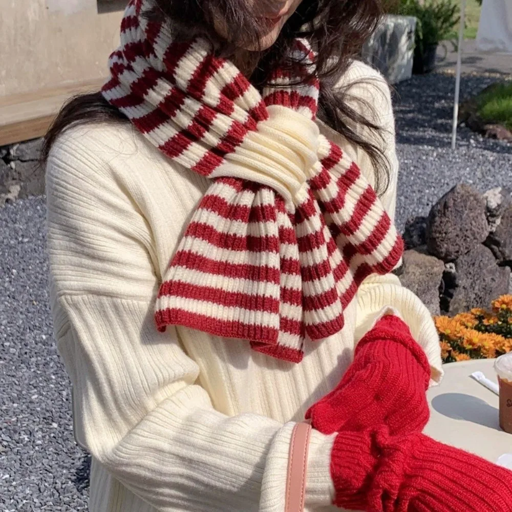 

Fashion Striped Cross Scarf Keep Warm Windproof knitted Neckerchief Coldproof Thick Winter Scarf Women Girl
