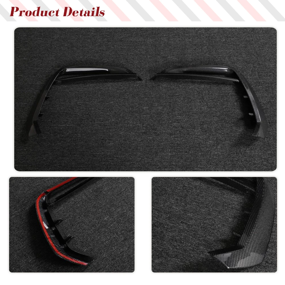 Carbon Fiber Car Front Bumper Canards Fog Light Frame Cover Trim For Audi RSQ8 2020-2023 Racing Front Splitters Fin Air Vent