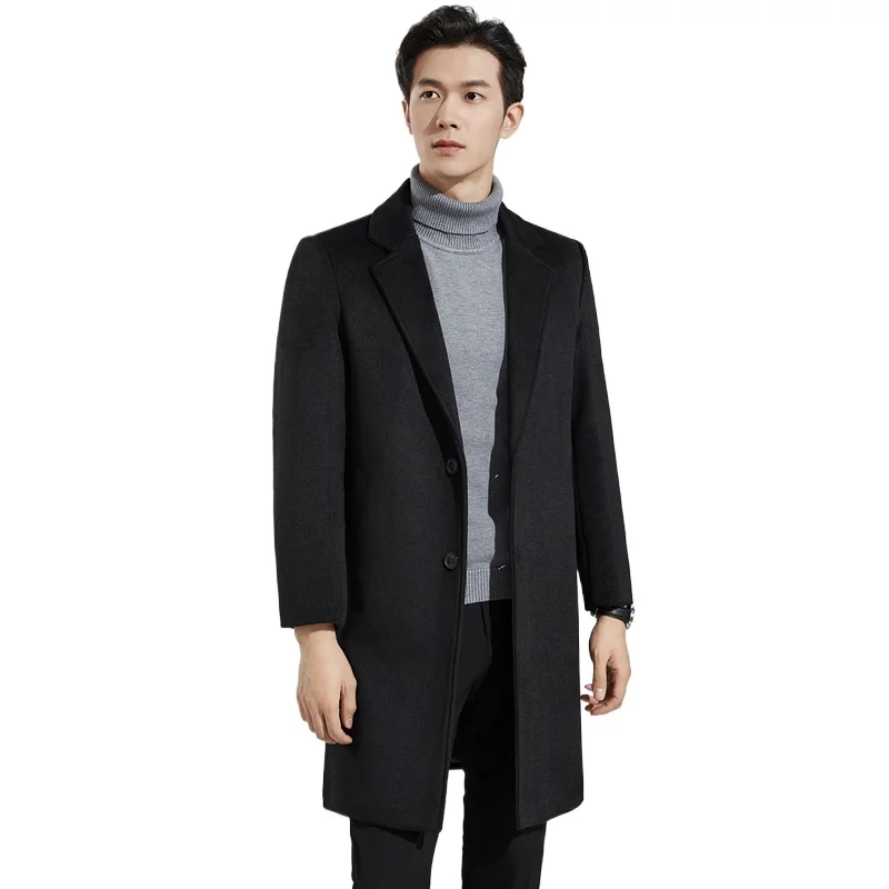 

Trendy Men's Wool Coat Autumn Winter Fashion Long-Sleeved Fleece-Lined Wool Jacket Business Casual Trench Coat Comfortable Top