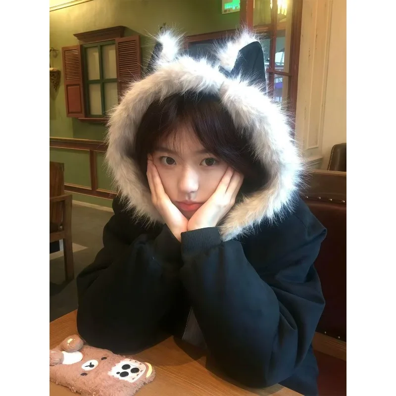 

Sweet Cool Winter New Popular Thick Cotton Jacket Short Women's Korean Edition Loose Casual Coat Cute Advanced Ins