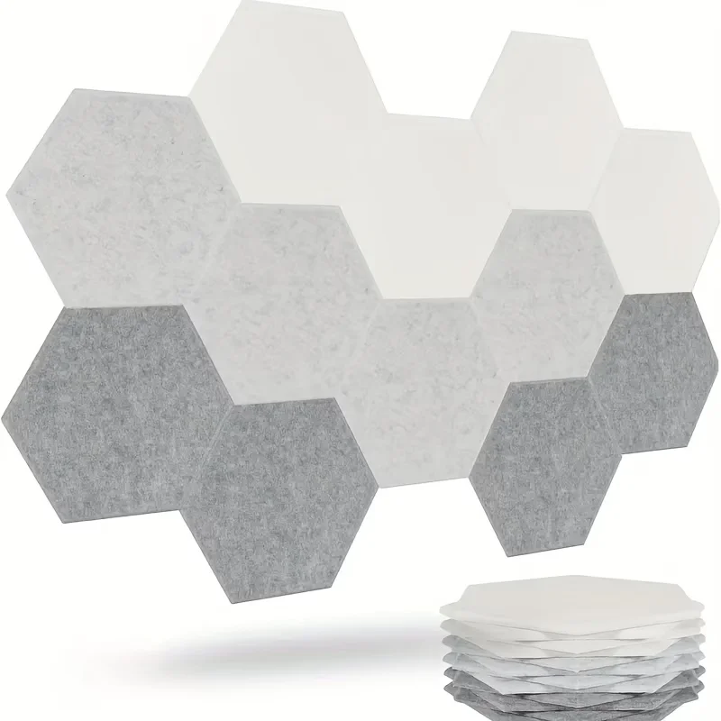 6pcs Hexagon Sound Insulation Foam Panels Self Adhesive Acoustic Panels Wall Stickers For Living Room Music Bed Room