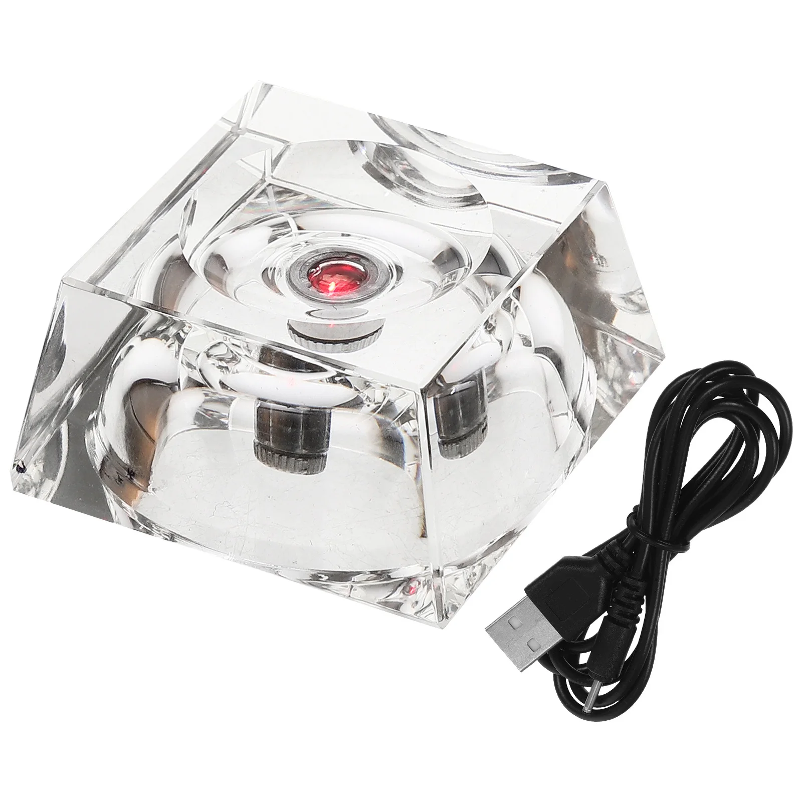 

5cm LED Crystal Ball Stand Rechargeable Artwork Display Base Colorful Flashing Modes Easy Operation Home Decoration