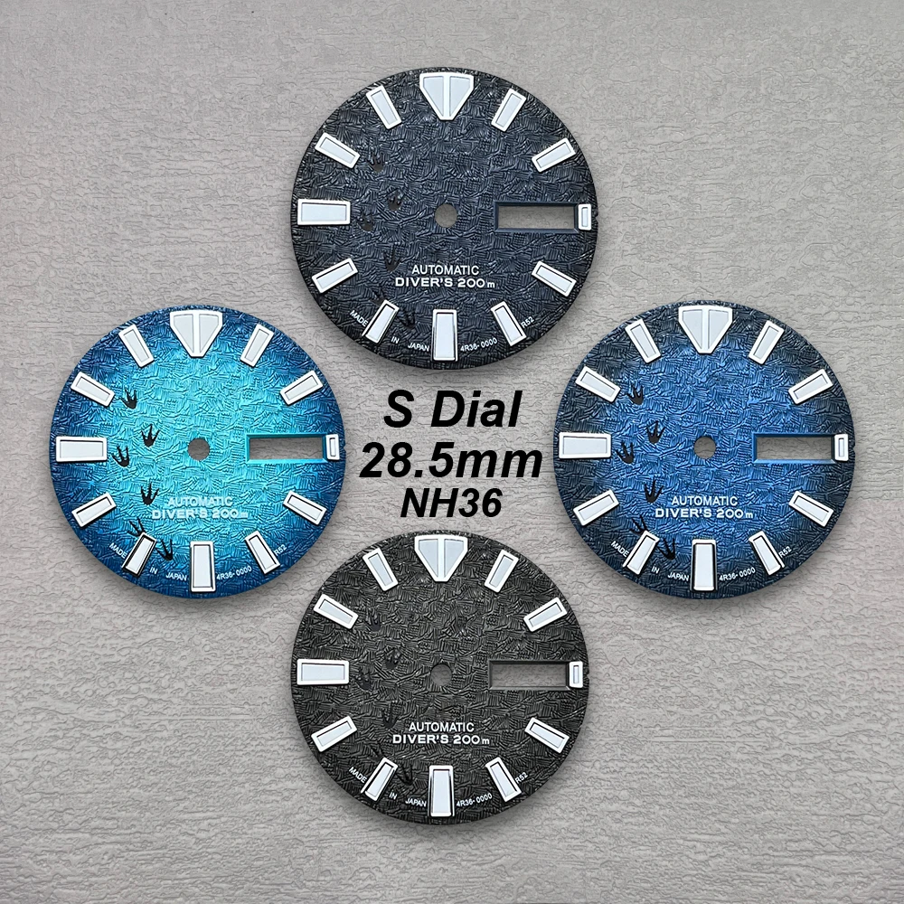 28.5mm Arrow S Dial Fit NH36/4R36 Automatic Movement C3 Green Luminous Dual Calendar High-Quality Watch Modification Accessories