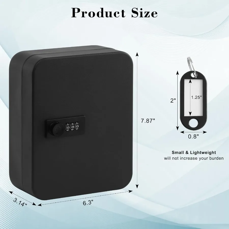 20 Key Storage Lock Box with Code Key Cabinet Organizer Wall Mount with Combination Lock Key Hooks Labels for Home Office or Ap