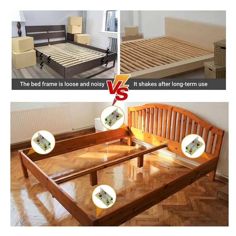 A74E-Bed Rail Brackets With Screws, Rust Proof Bed Frame Hardware