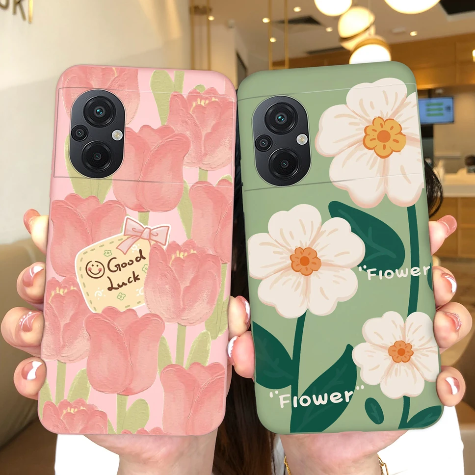 For Xiaomi Poco M5 Phone Case Sweet Girl Sunflower Soft Silicone Shockproof Cover For Xiaomi Poco M 5 Fundas Coque 6.58 inches