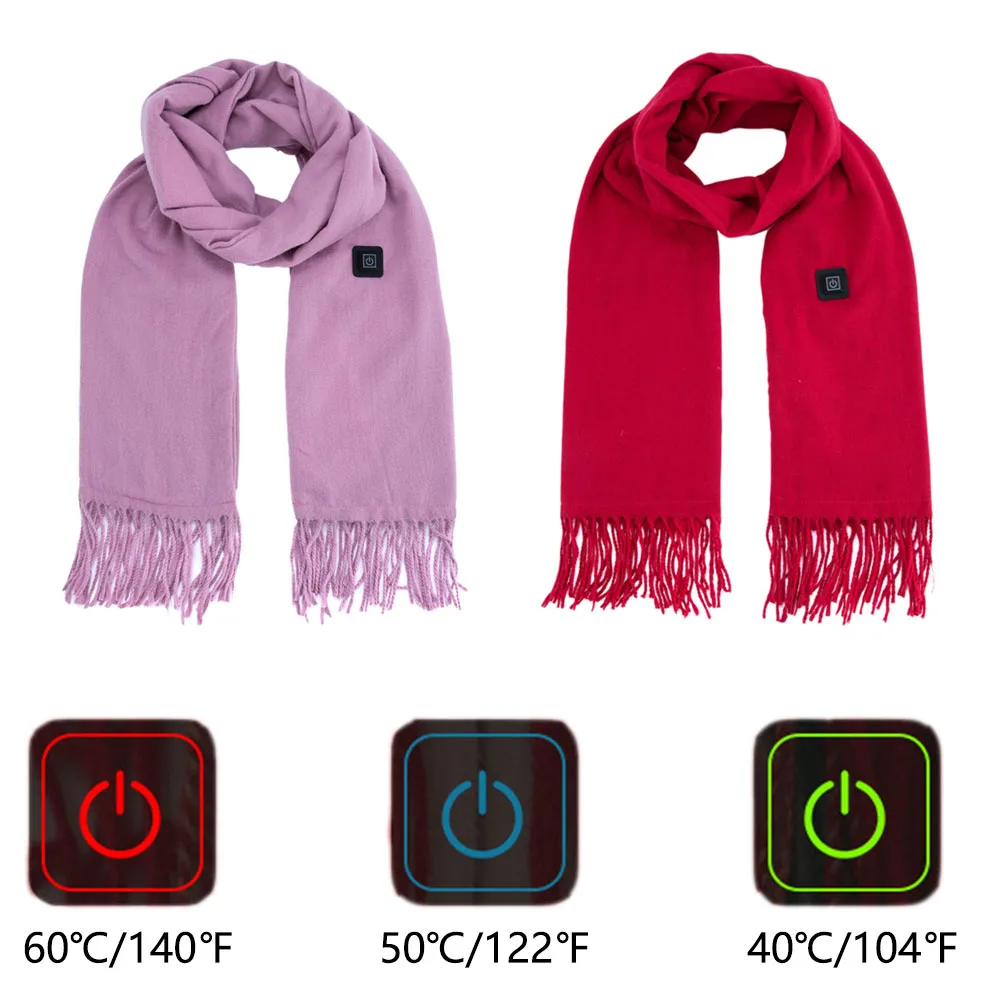 USB Charging Electric Heating Scarf Winter Warm Electric Heated Scarf 3 Gears Adjustable Temperature Neck Warmer For Women Men