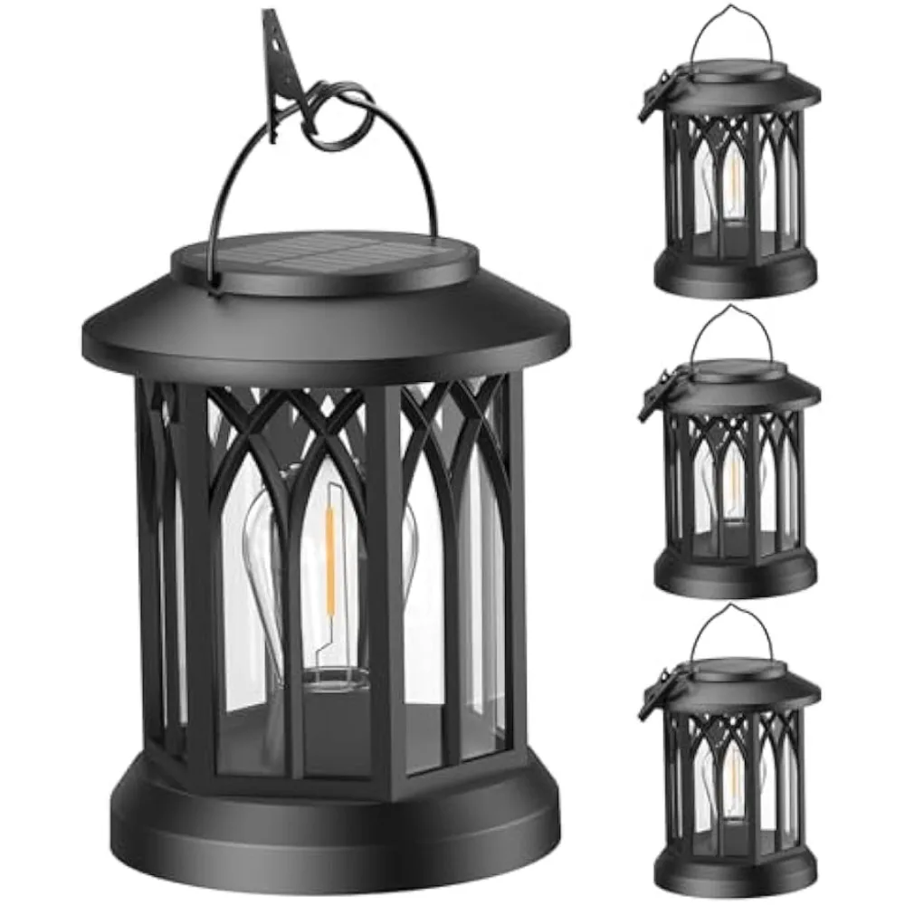 Solar Lantern Outdoor Hanging 4-piece Set, Upgraded Solar Lantern Outdoor Waterproof, Solar Lantern