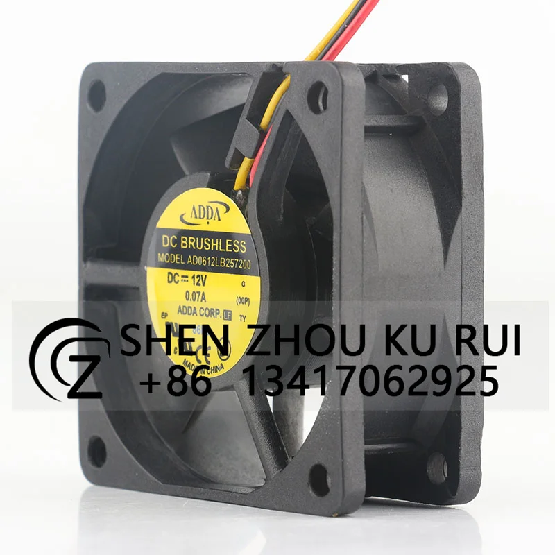 New ADDA AD06012LB257200 6025 12V 0.07A three-wire silent cooling fan 60*60*25MM