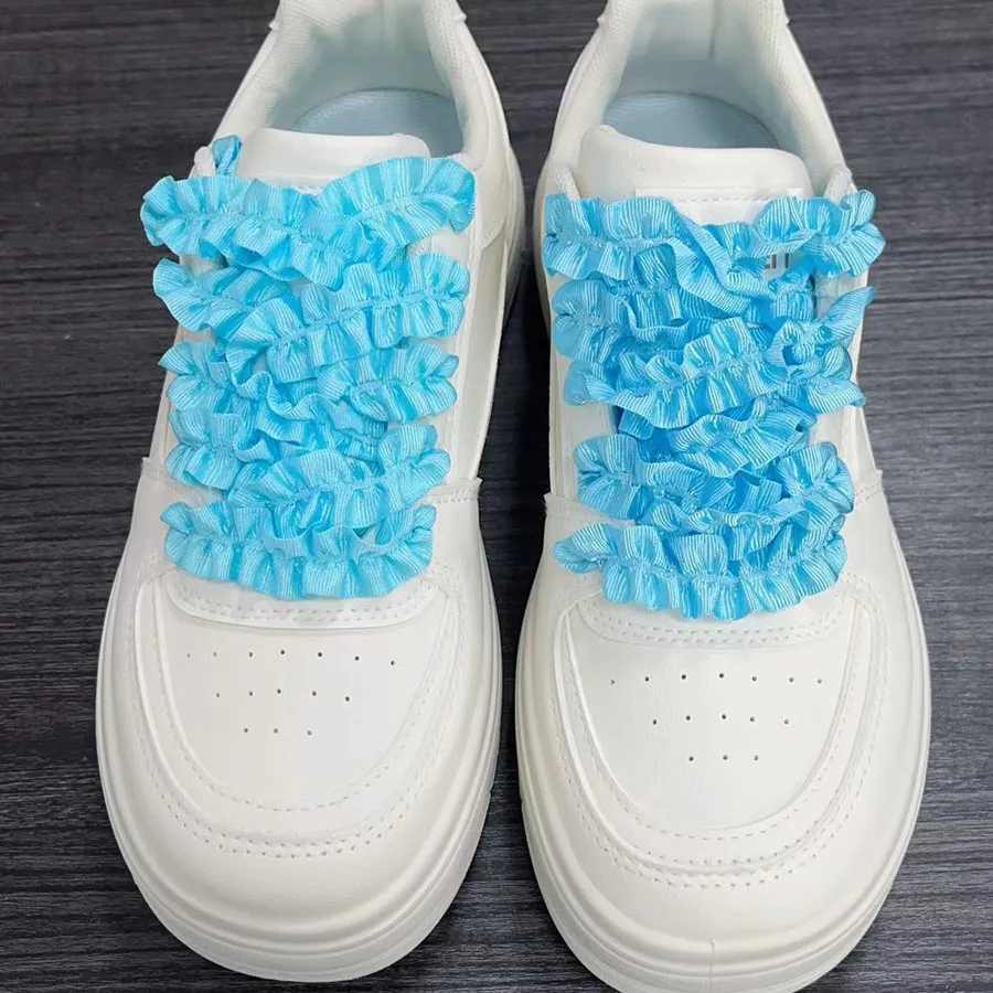 1 Pair 120 cm Cute Frill Organza Shoelaces Elasticity Chiffen Yarn Bow Laces Trend Beauty White Casual Sneaker Canvas Shoe Laces