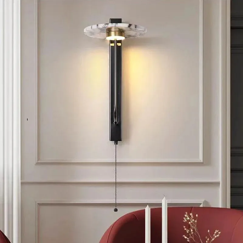 

Novelty Natural Stone Wall Lamp with Switch Atmosphere Lighting Sconce for Indoor Parlor Dining Hall Living Room Study Bedroom