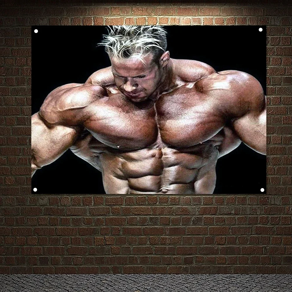 Man Body Building Banner Flag Fitness Workout Mural Canvas Painting Wall Art Stadium Gym Decor Muscular Hunk Poster Wallpapers