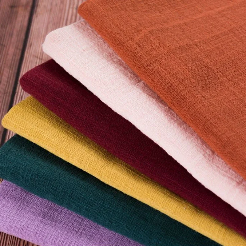 Breathable Linen Cotton Fabric, Plain Thin Clothing Material, Curtain Tablecloths, Handmade DIY Sewing Cloth, 200*135cm