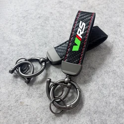 Carbon Fiber Leather Keychain Horseshoe Buckle Jewelry For Skoda VRS Kodiaq Rapid Fabia Octavia 1 2 3 A5 A7 MK1 MK3 MK4 Keyrings