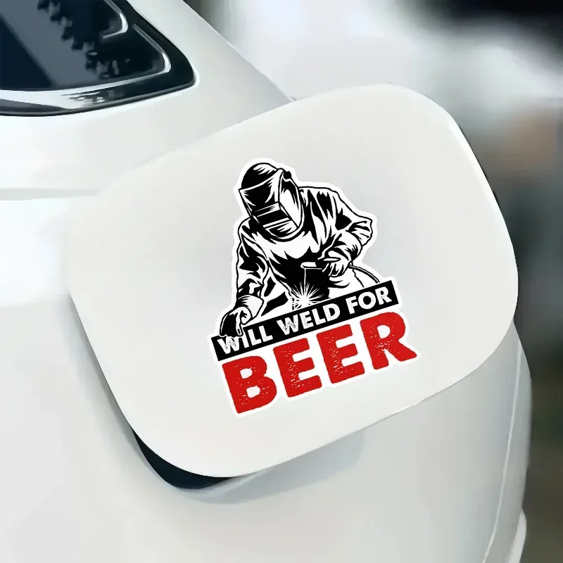 สติ๊กเกอร์ไวนิลลายโลโก้การเชื่อมโลหะ 1 ชิ้น - สไตล์อินดัสเทรียลสำหรับเครื่องมือช่าง/ผนังโรงรถ/แก้วน้ำสำหรับเดินทาง/งานฝีมือ DIY