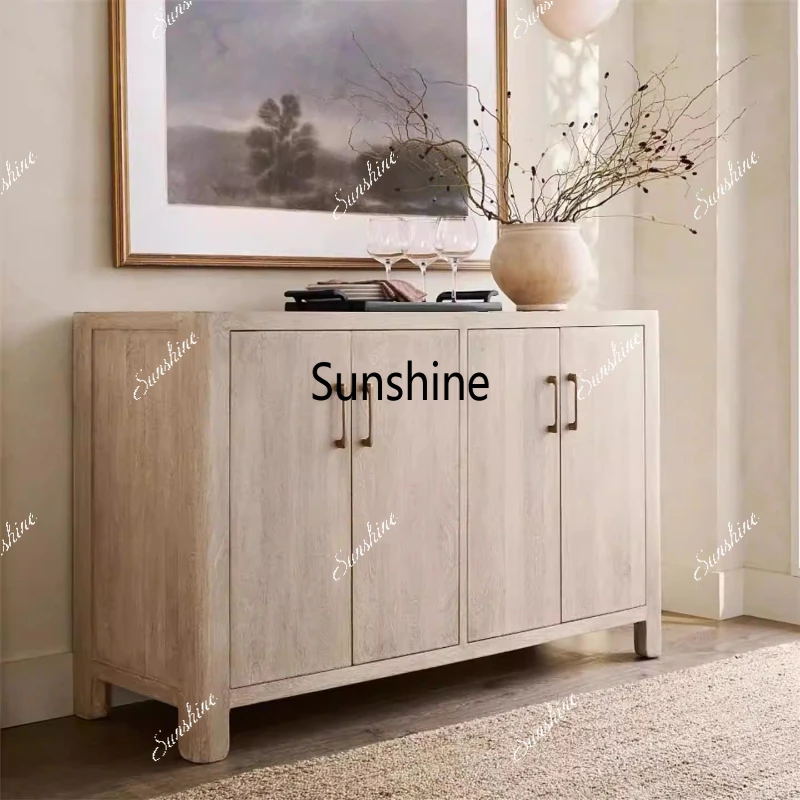 Nordic simple solid wood dining side cabinet living room furniture storage entrance