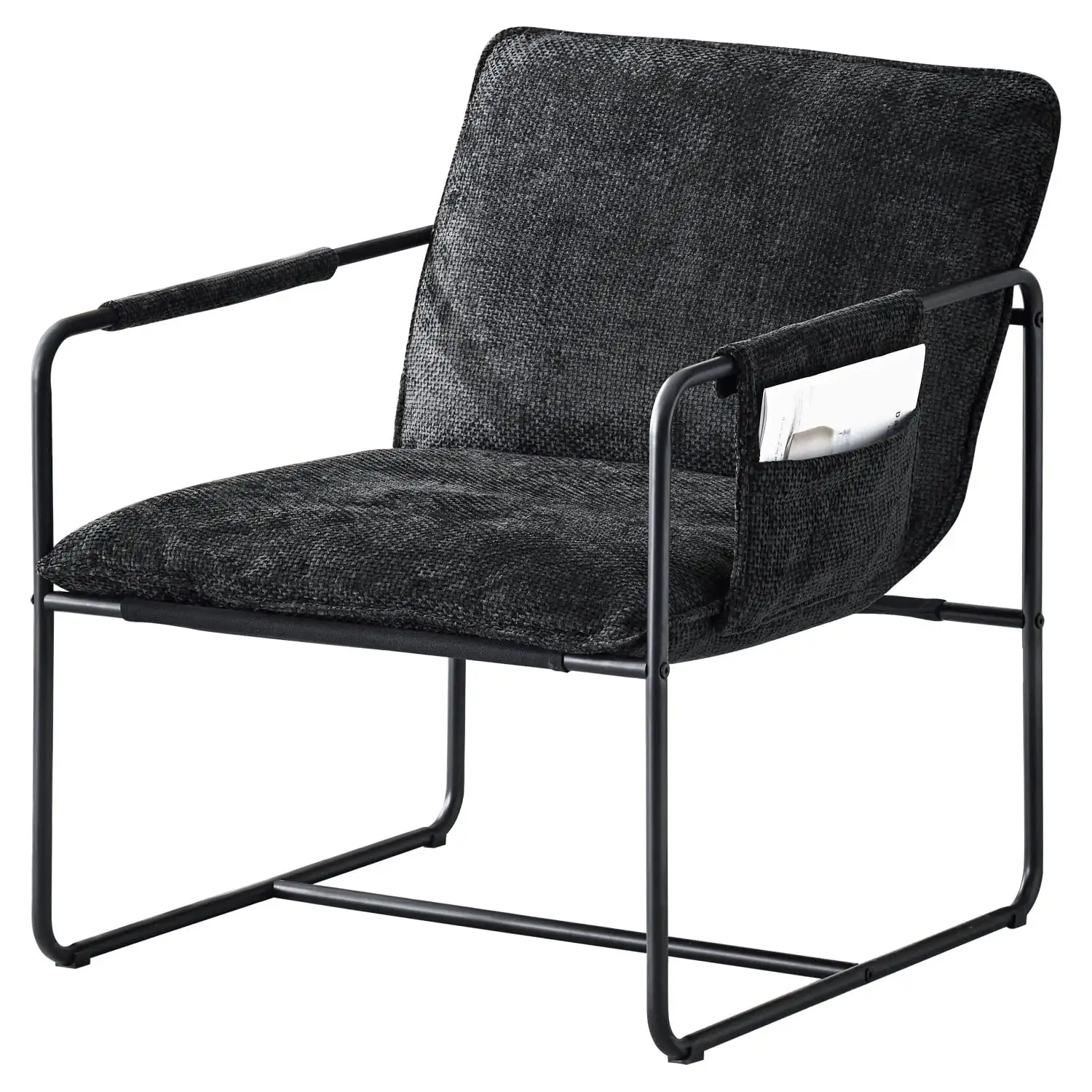 

Modern Sling Accent Chair, Teddy Fleece Living Room Chair, Comfy Reading Armchair, With Memory Foam Pillow And Metal Frame