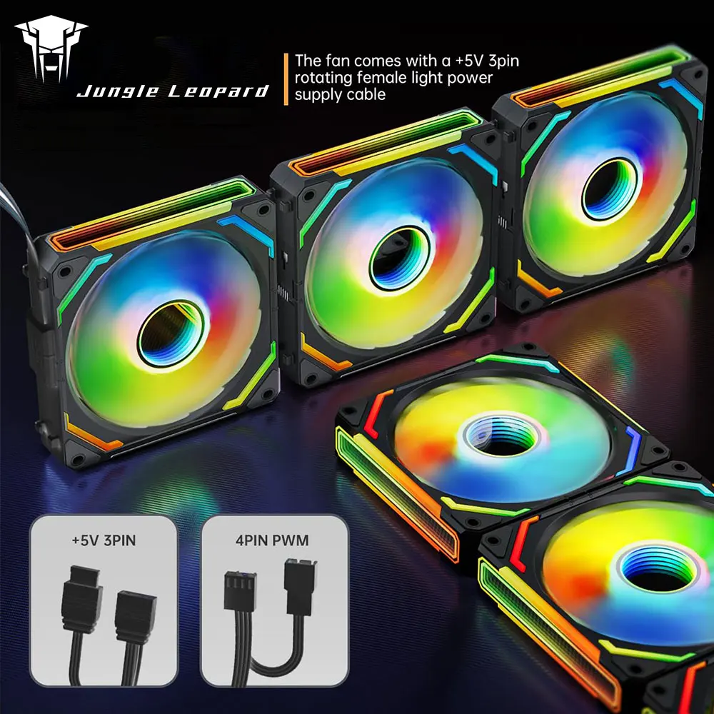 

Jungle Leopard M120 Magic Block Free Splicing 120mm PC Computer Case Fan 3-In-1 Radiator Cooler Chassis Fan Divine Light