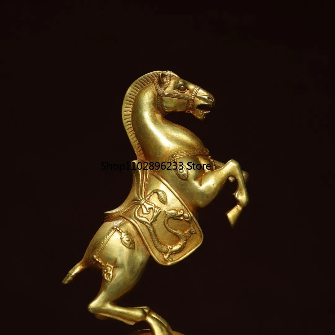 Brass gilt horse to success Tread drum supplies shop entrance office Bogu rack ornament promotion gift 23cm