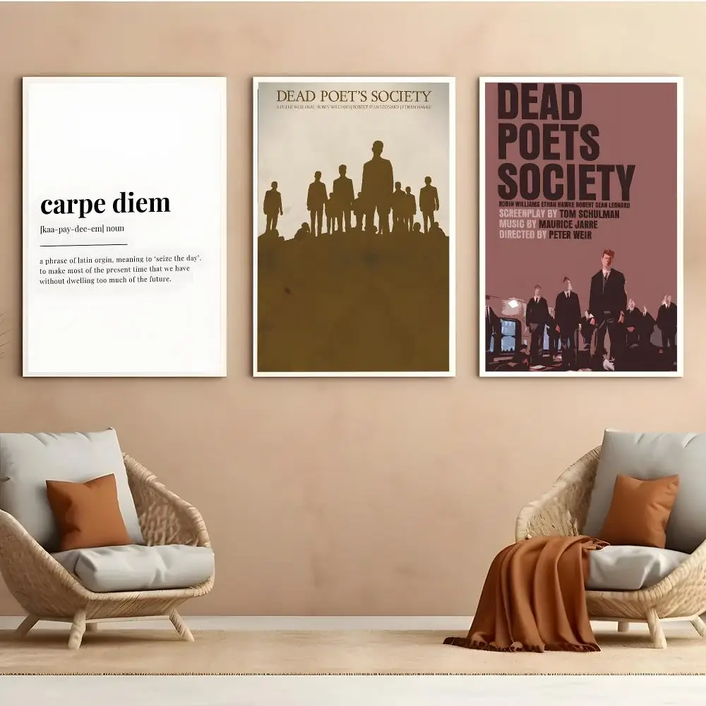 D-Dead Poets Society Poster Peel And Stick Matte Self Adhesive PVC Easy Apply Removable Waterproof Frameless Home Decor