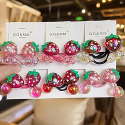 2PCS New Cute Strawberry Princess Headwear Kids Elastic Hair Bands Children Hair Ropes Girls Hair Accessories