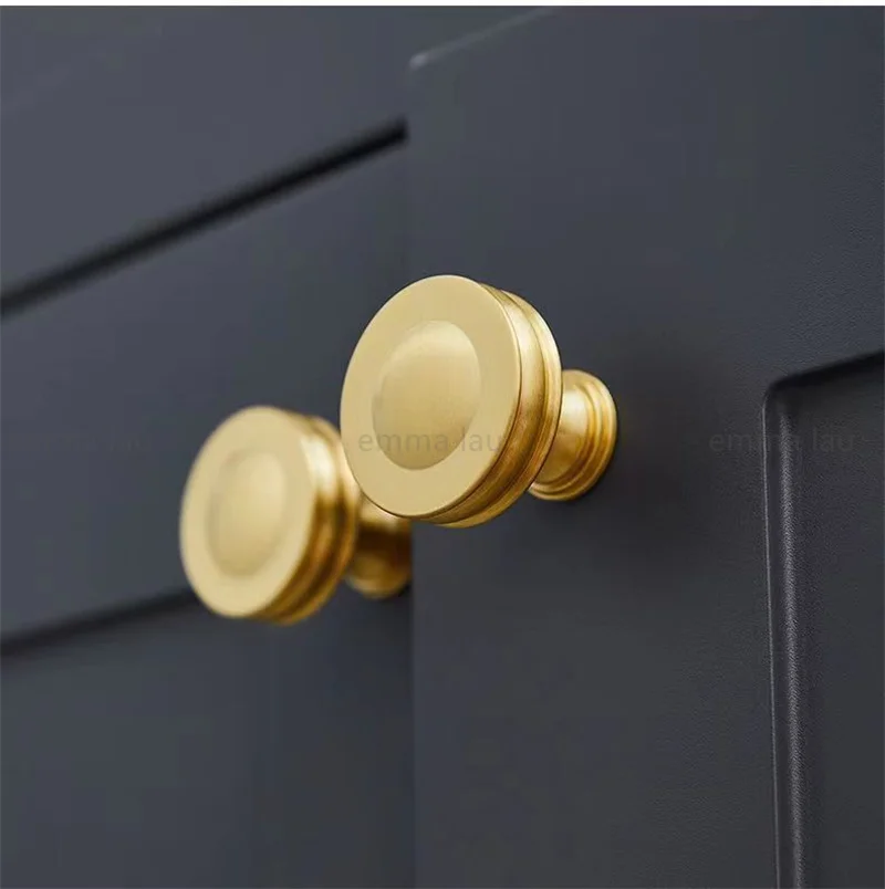 Moderne goldene Möbel Griff Schublade Knopf massives Messing runde Zylinder griffe für Schrank tür Küchen schrank Kleider schrank zieht