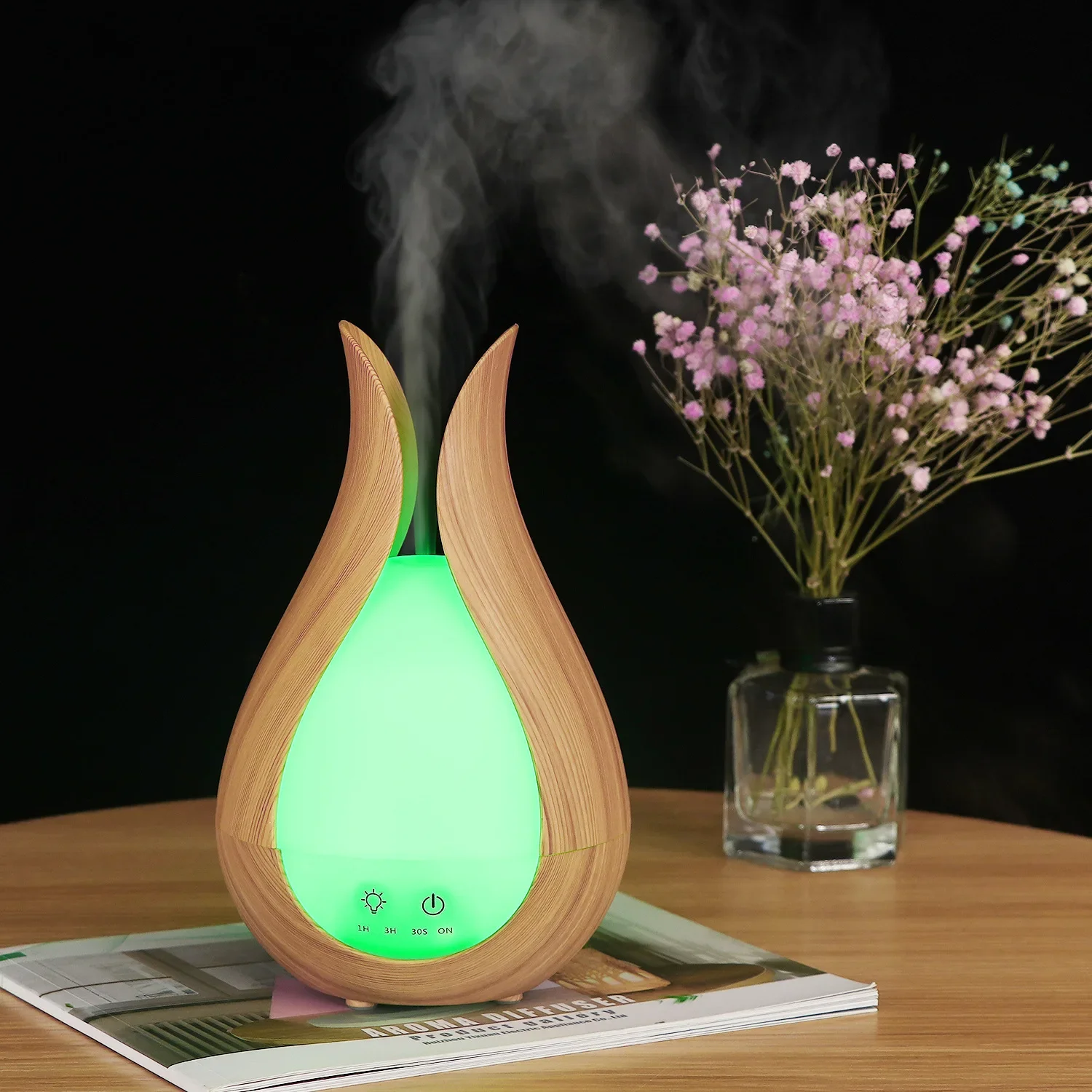 200ML Mini Aromatherapy Humidifier Ultrasonic Essential Oil Diffuser Aroma Diffuser with 7 LED Color Light Remote Control
