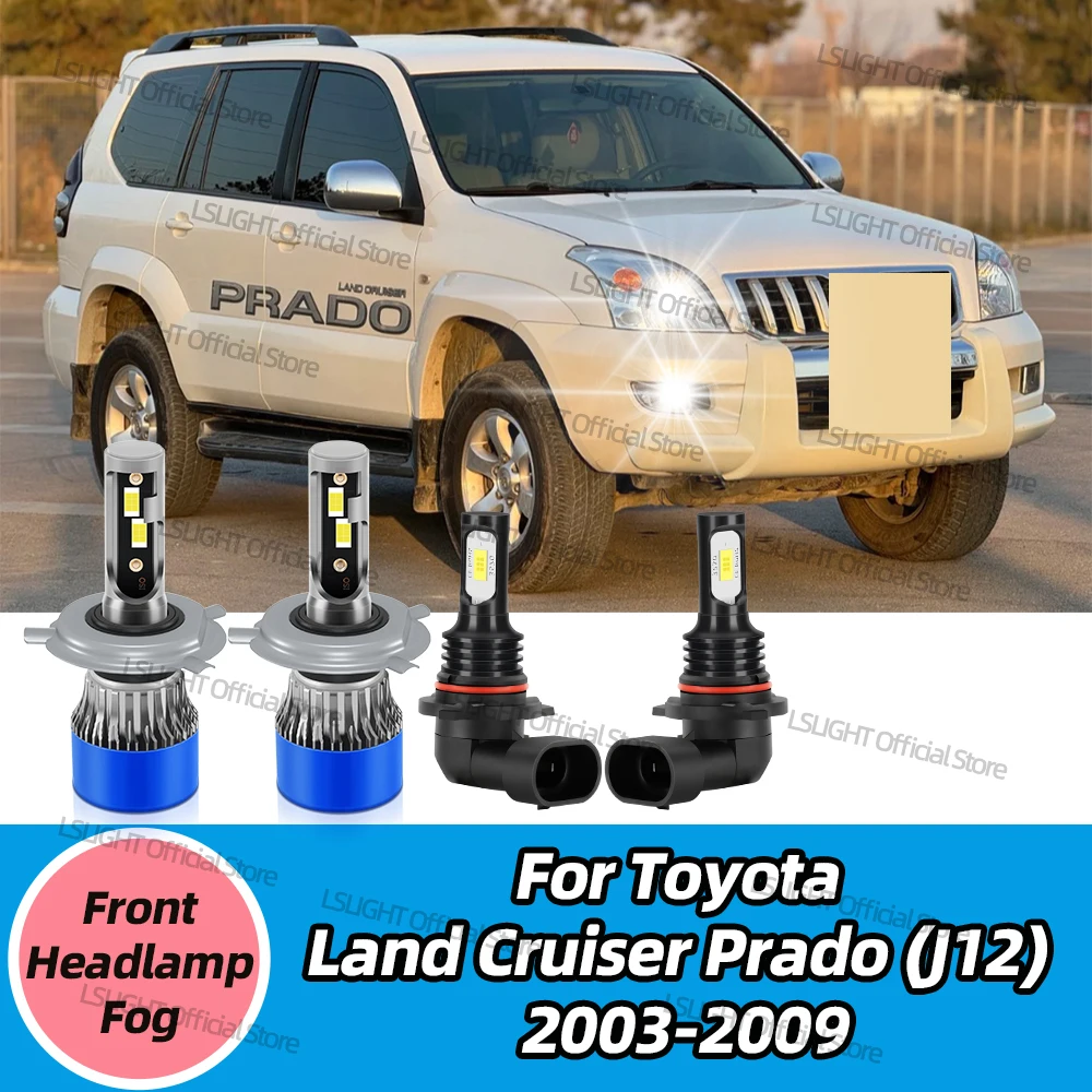 2/4x For Toyota Land Cruiser Prado (_J12_) 2003-2009 Hi/Lo Beam HeadLamp 20000LM Car Led Bulbs 6000K Fog Bulbs 12V Headlights