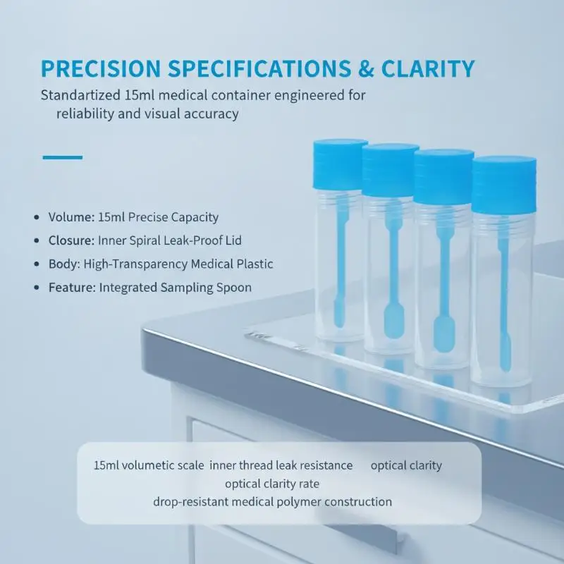 15ML Sample Bottle Set with Leak Proof Lids & Sampling Spoon Small Storage Vials for Lab Testing Liquid Sample Preservation