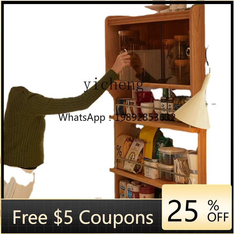 

ZZ Xl Sideboard Cabinet Dining Table Integrated Ultra-Thin Rock Board Solid Wood Living Room Thin Cabinet Storage