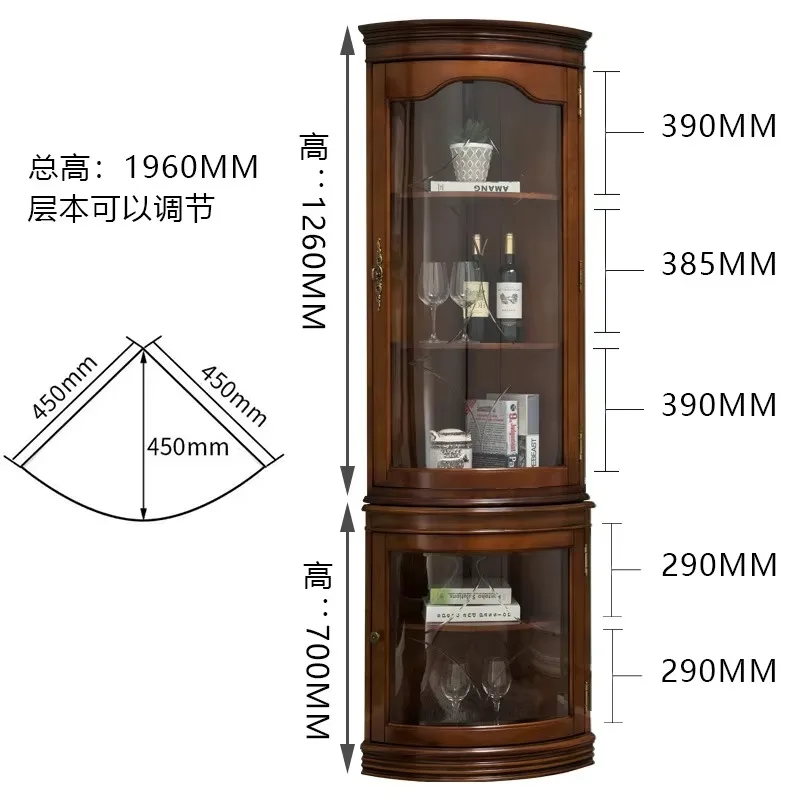 AJJ American solid wood corner  European-style triangle cabinet side cabinet corner wine cabinet GL126