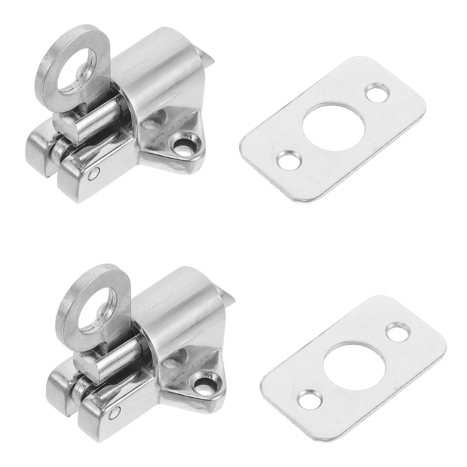 2Pcs Zinc Alloy Spring Bounce Latch Lock Self-Closing Bolt with Pull Ring Quiet Resilient Door Lock for Office Bedroom Public