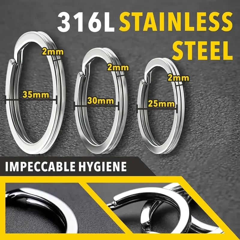 10-30pcs Stainless Steel Key Rings Polished sliver Round Flat Line Split Keyring for Jewelry Making Keychain DIY Finding 25-35mm view 4