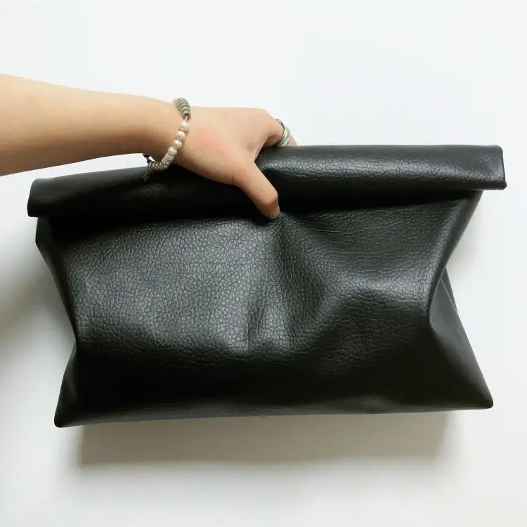 Solid color Women Clutch bag soft pu leather Lady evening bags Trend party girl Envelope Bag Large capacity Clutches purse black