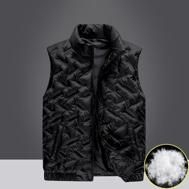 Autumn and Winter Down Cotton Vest Men New Thickened Plus Size Down Cotton Vests Loose Outer Warm Jacket Undershirt with Collar