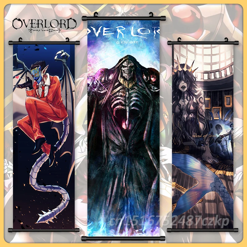 

Hanging Overlord Wall Artwork Anime Scrolls Ainz Ooal Gown Canvas Mural Albedo Picture Painting Demiurge Print Poster Home Decor