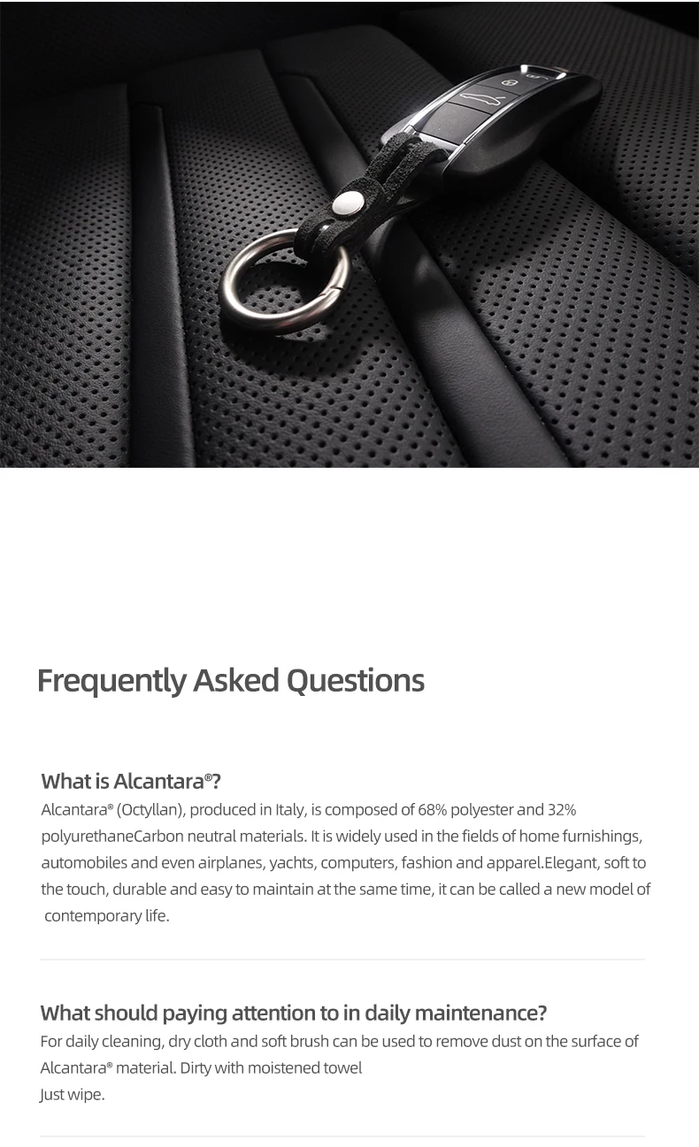 Make of Alcantara Car Key Chain Case Carbon Fiber For Audi A4 B8 A5 A3 8Y A6 A7 Q3 Q5 Q7 TT TTRS Decor Keychain Ring Accessories