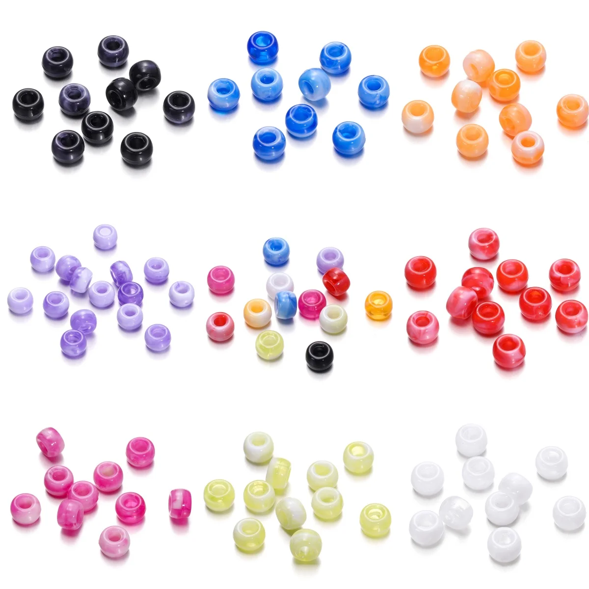 50/100pcs/lot Round Acrylic AB Color Big Hole Beads Loose Spacer Beads For DIY Sewing Bracelet Necklace Making Accessories