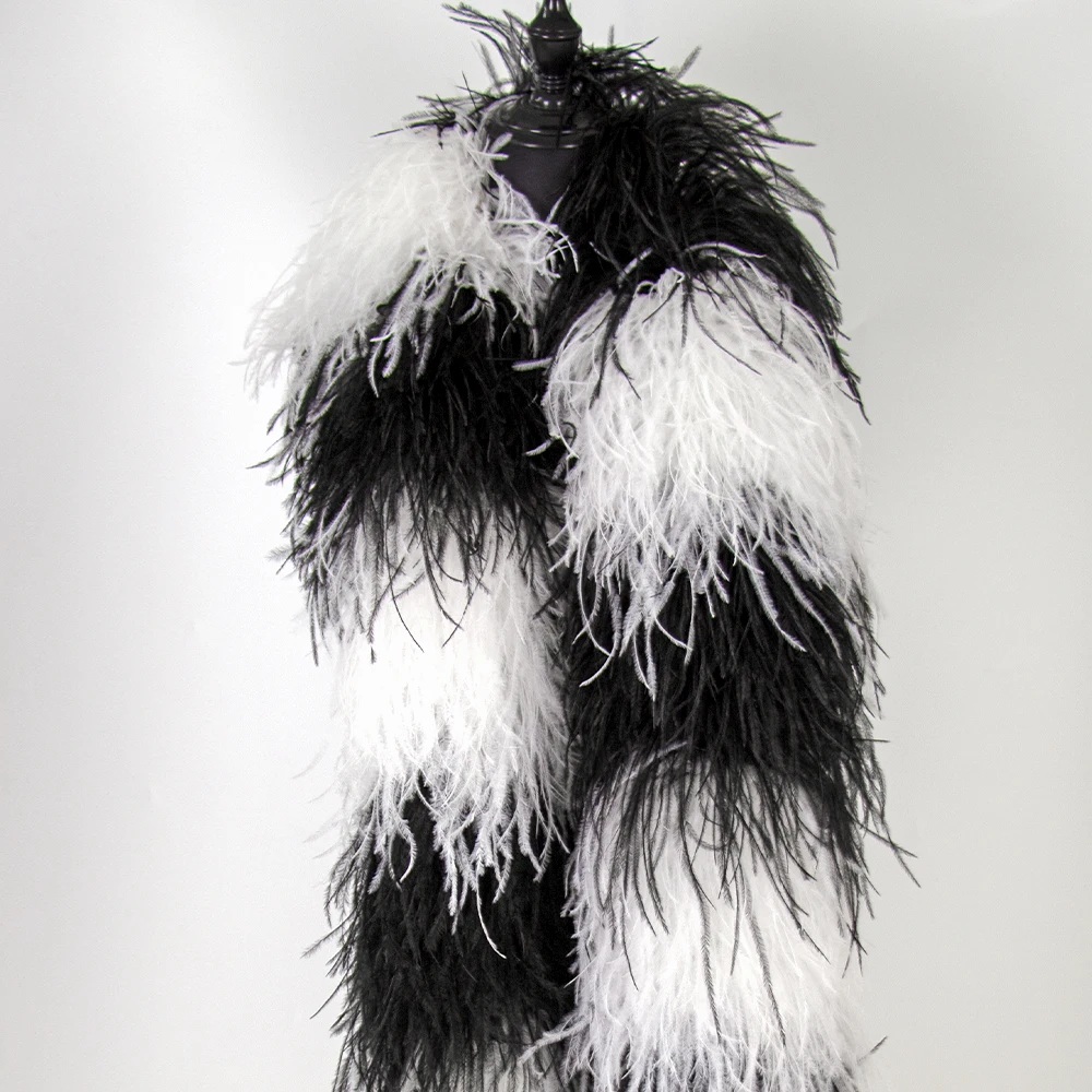 

1.5 Meters Natural Ostrich marabou feather boa Carnival Clothing Sewing Plume Trimming 6 to 20ply Customized High Quality